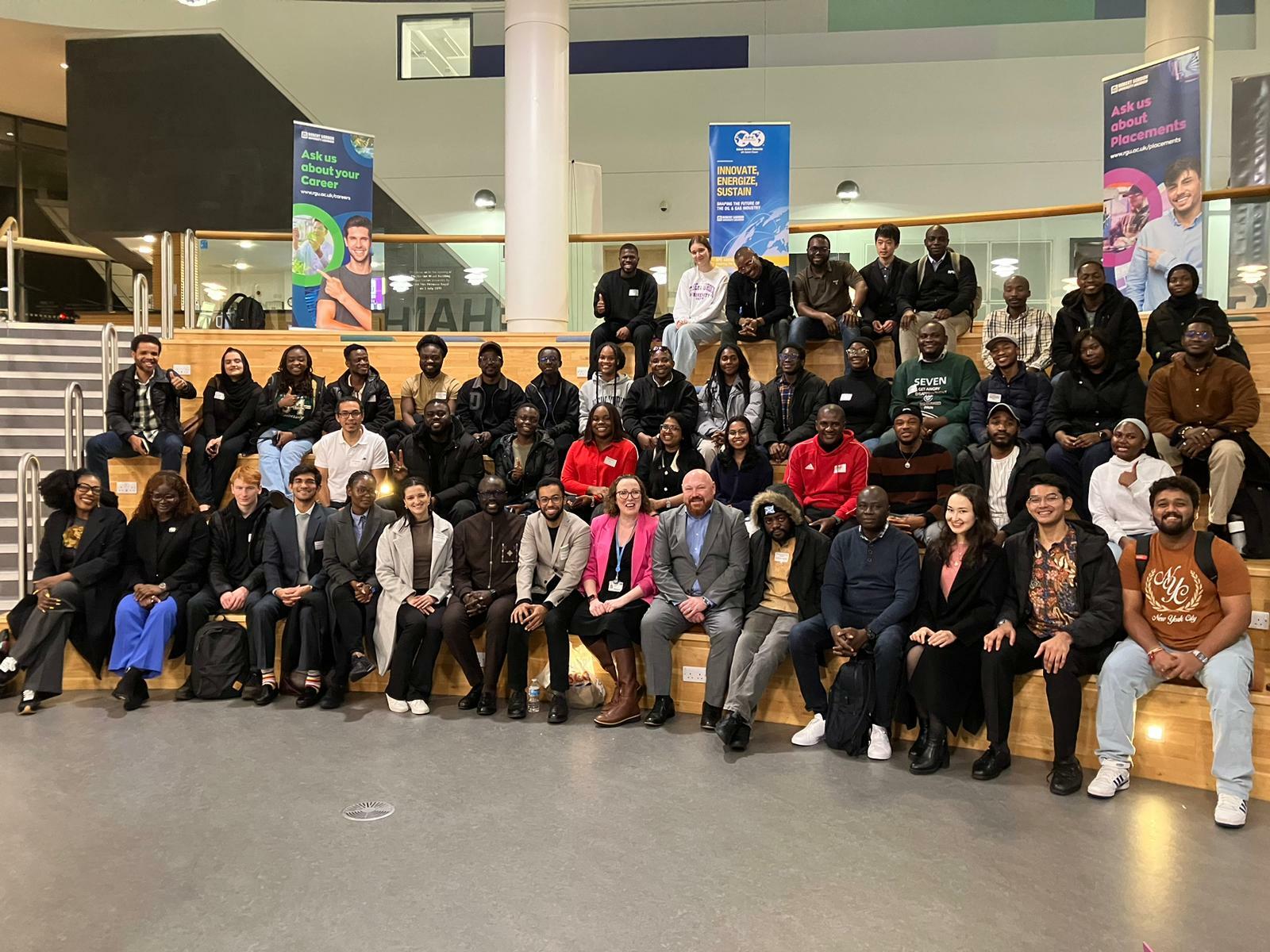 SPE Aberdeen Chair of Student Development, Graham Skinner (centre) with some of the speakers and attendees from our most recent careers event.